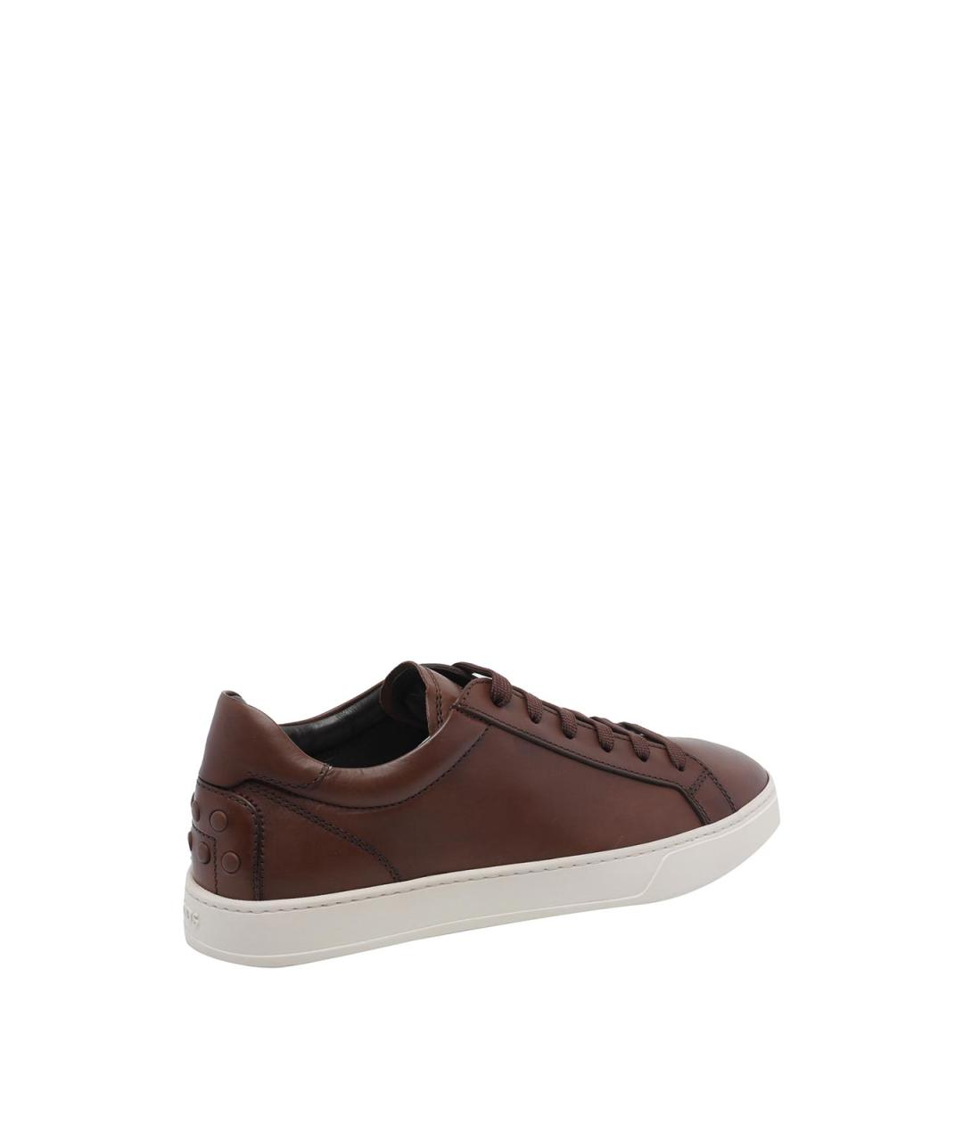 TOD'S Коричневые кожаные низкие кроссовки / кеды, фото 3