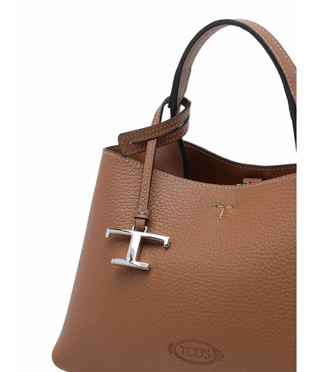 TOD'S Коричневая кожаная сумка тоут, фото 4