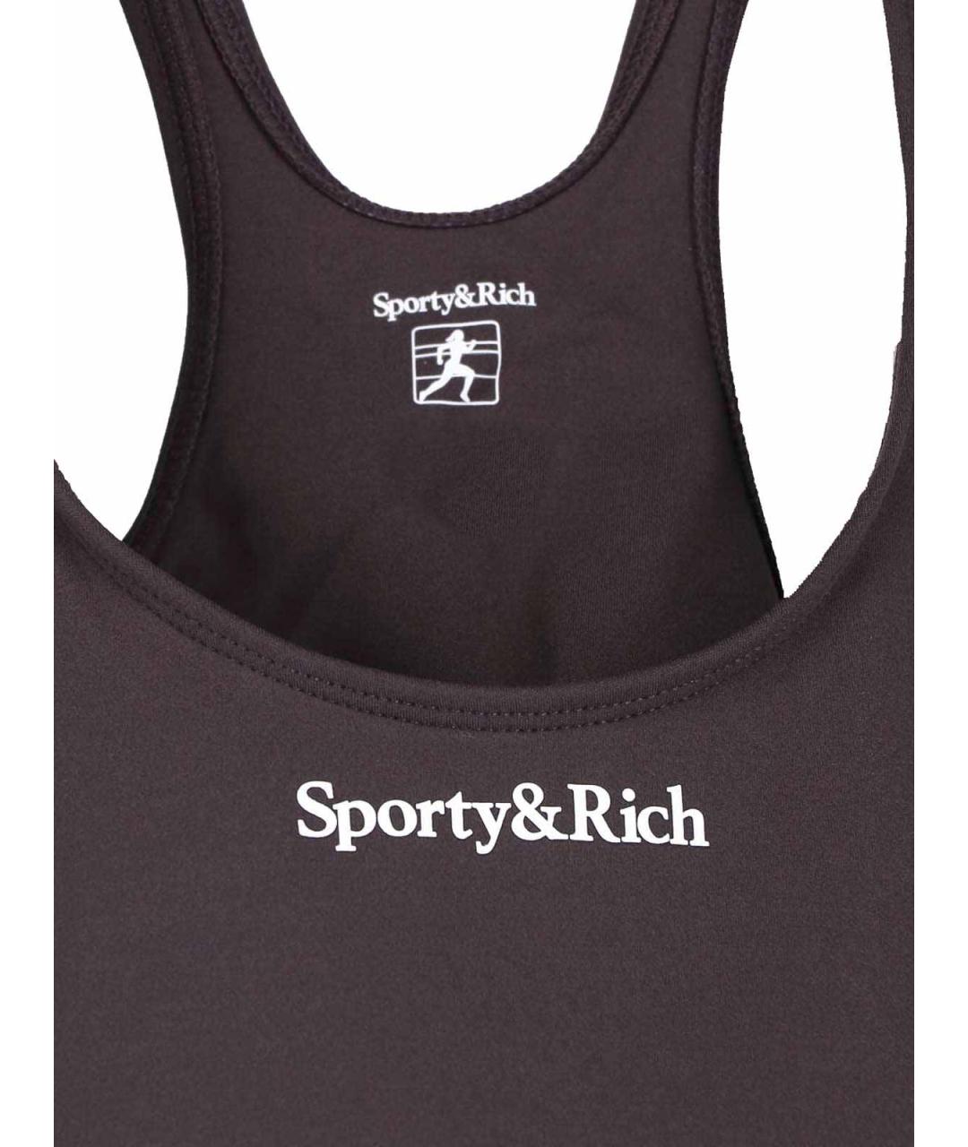 SPORTY AND RICH Коричневая полиамидовая майка, фото 3