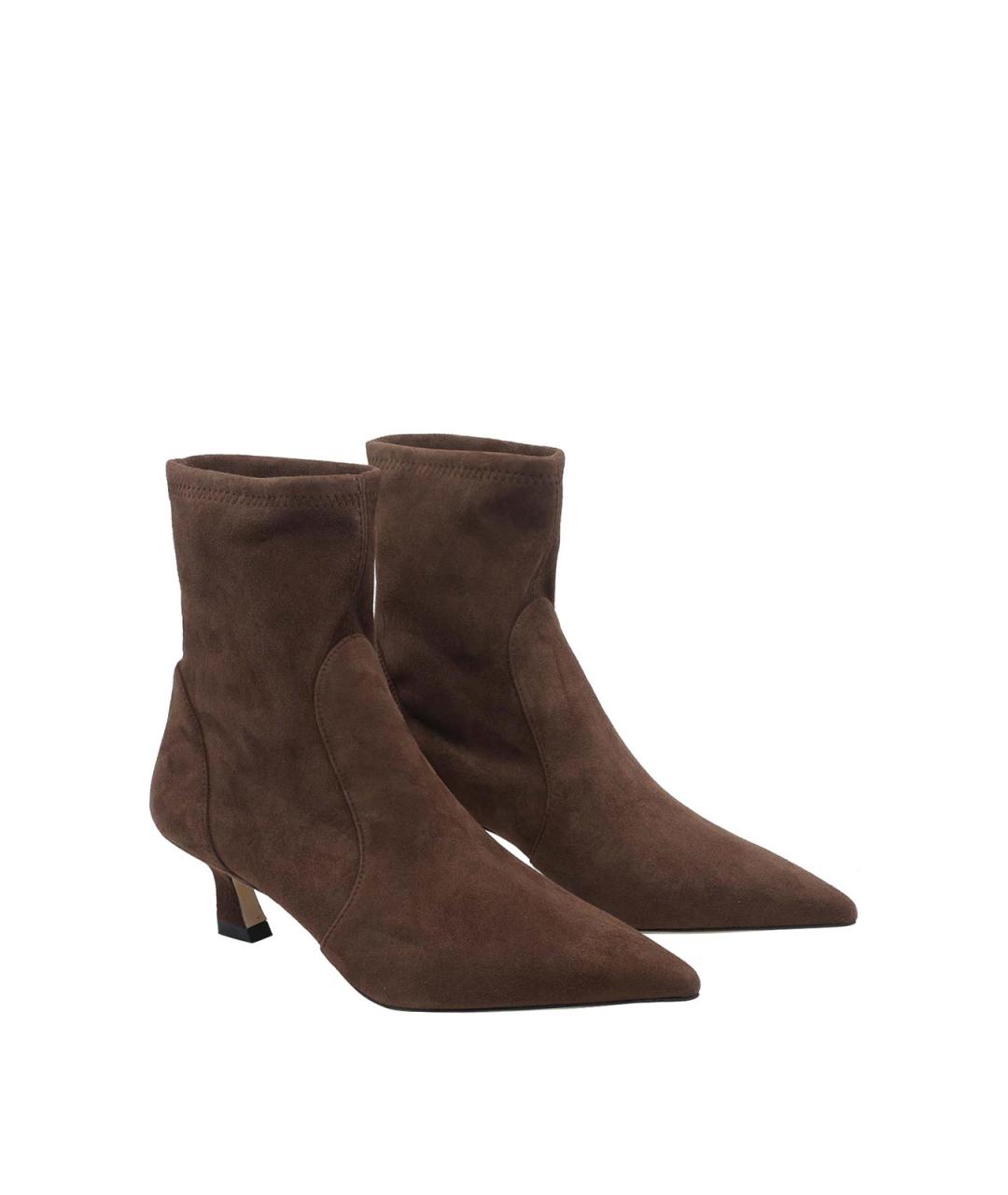 STUART WEITZMAN Коричневые замшевые ботильоны, фото 2