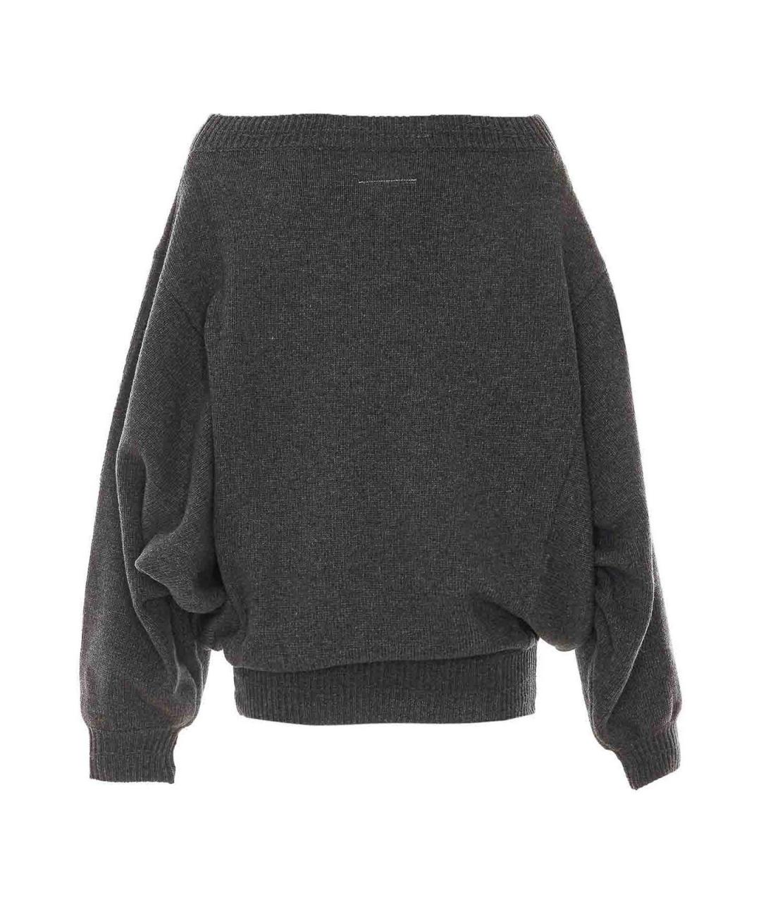 MM6 MAISON MARGIELA Серое шерстяное повседневное платье, фото 2