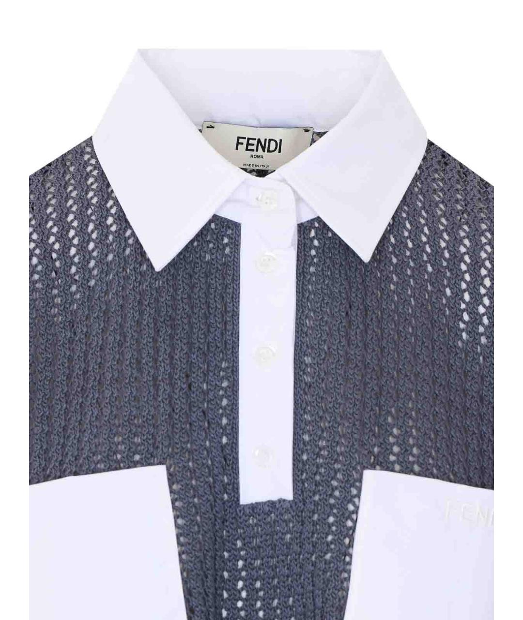 FENDI Серая хлопковая футболка, фото 4