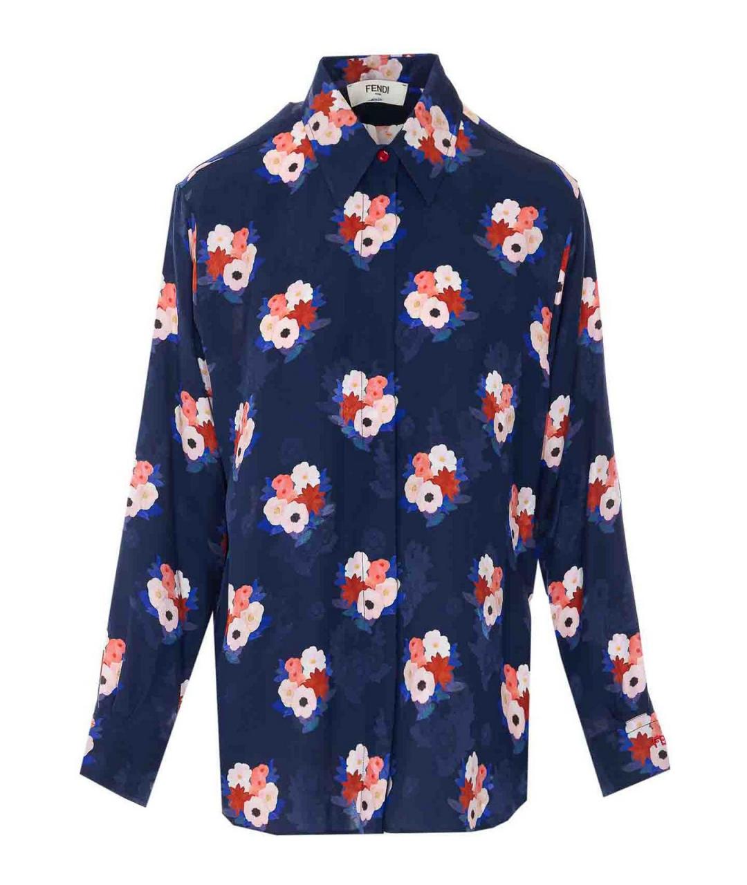 FENDI Синяя шелковая рубашка, фото 1