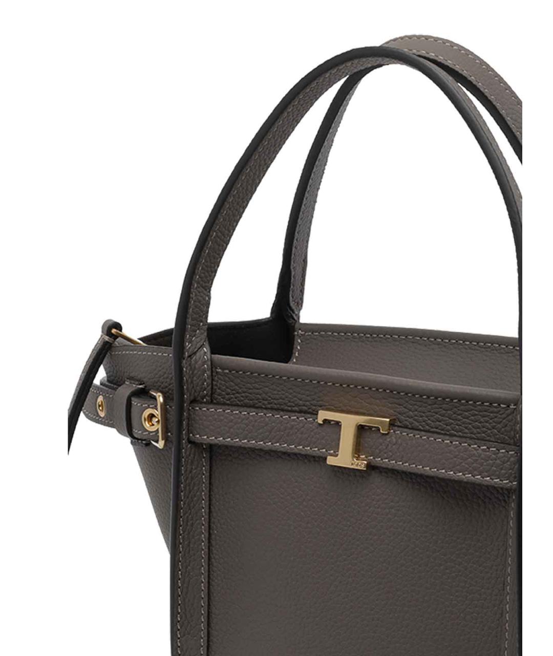 TOD'S Серая кожаная сумка тоут, фото 4