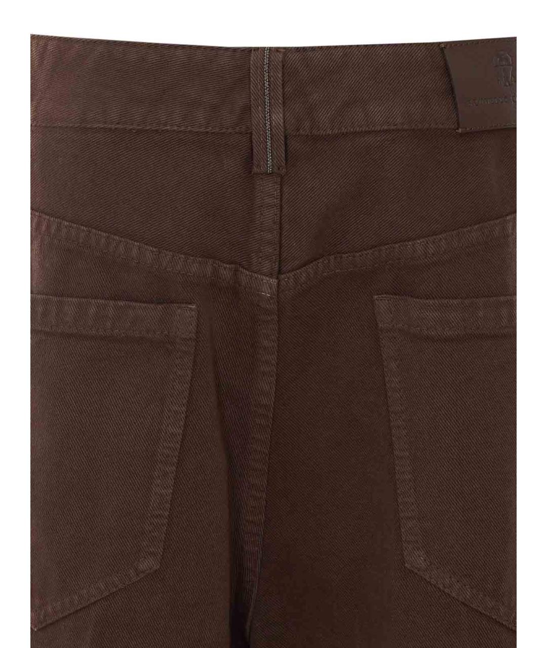 BRUNELLO CUCINELLI Коричневые хлопковые прямые джинсы, фото 3
