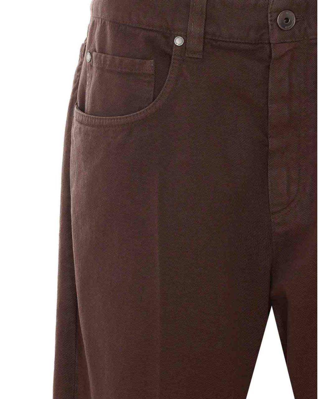 BRUNELLO CUCINELLI Коричневые хлопковые прямые джинсы, фото 4