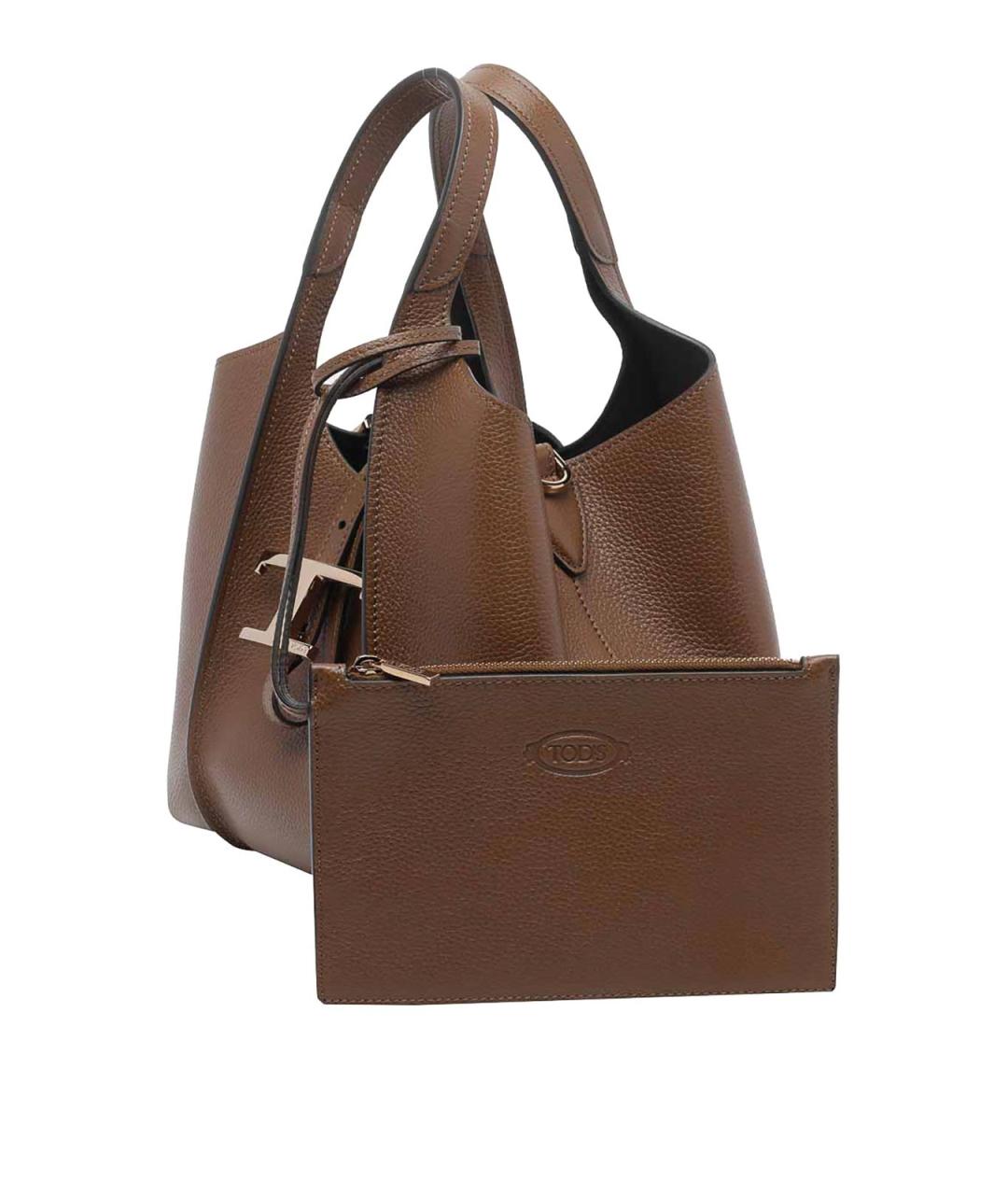 TOD'S Коричневая кожаная сумка тоут, фото 4
