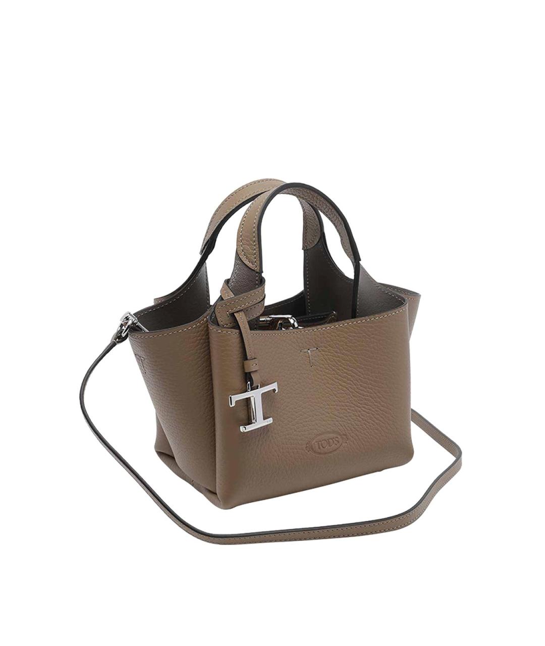 TOD'S Коричневая кожаная сумка тоут, фото 2