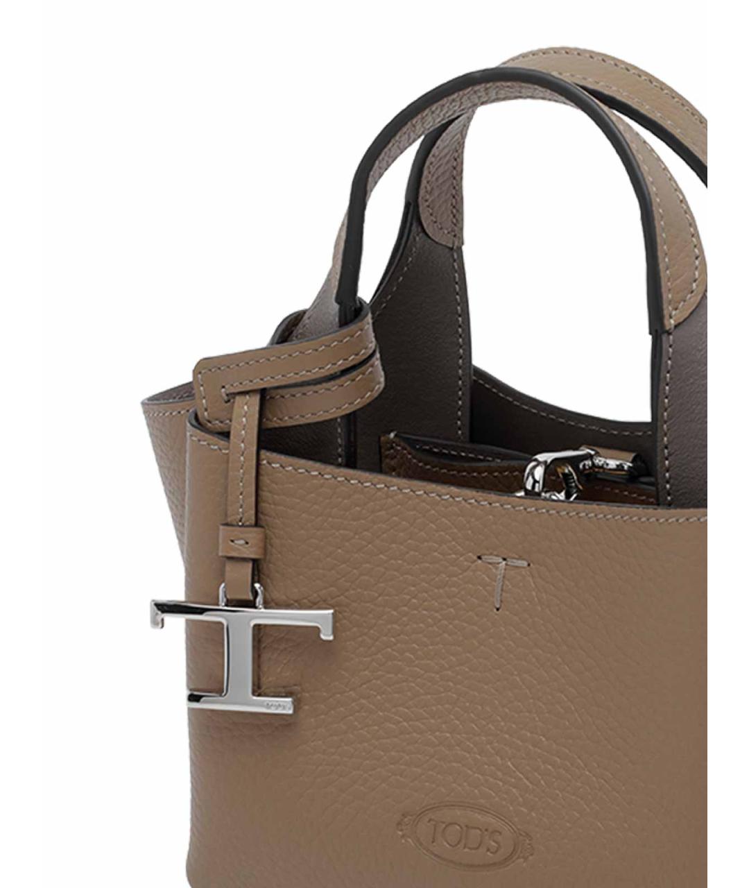 TOD'S Коричневая кожаная сумка тоут, фото 4