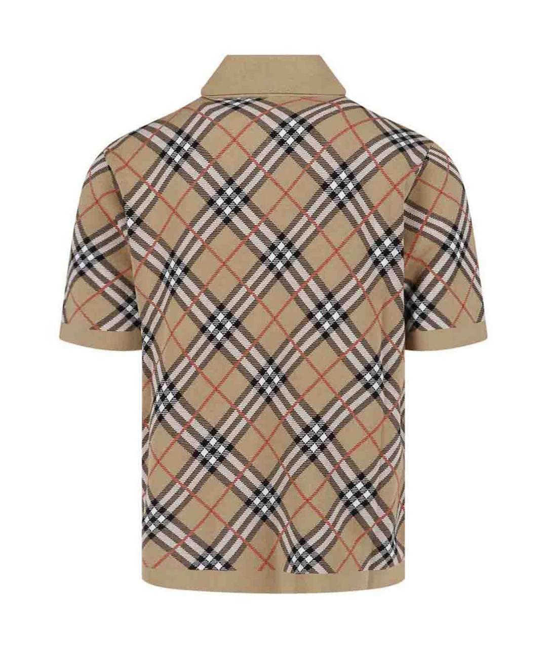 BURBERRY Бежевое хлопковое поло с коротким рукавом, фото 2