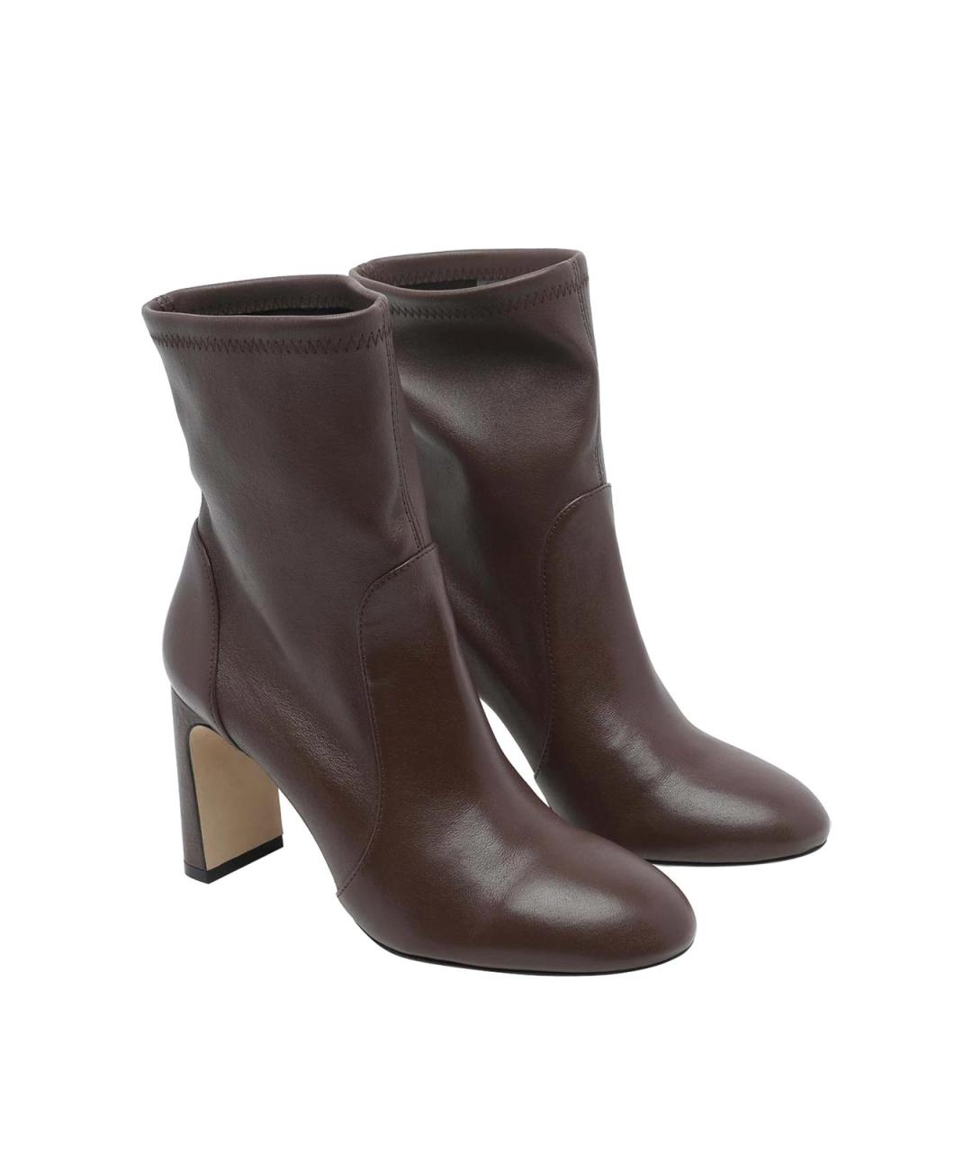 STUART WEITZMAN Коричневые кожаные ботильоны, фото 2