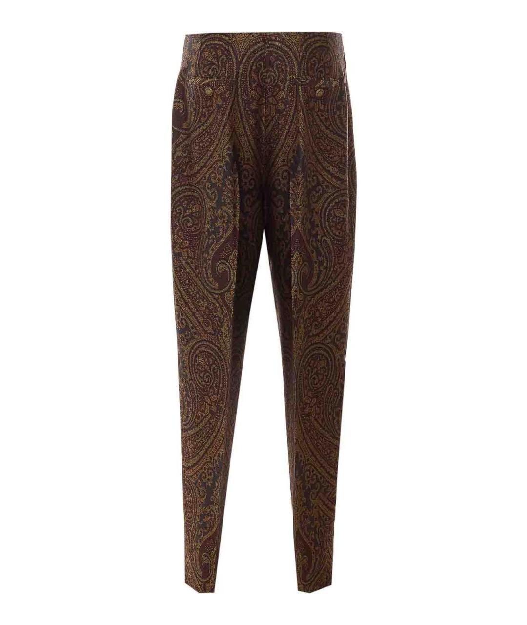 ETRO Коричневые шерстяные прямые брюки, фото 2