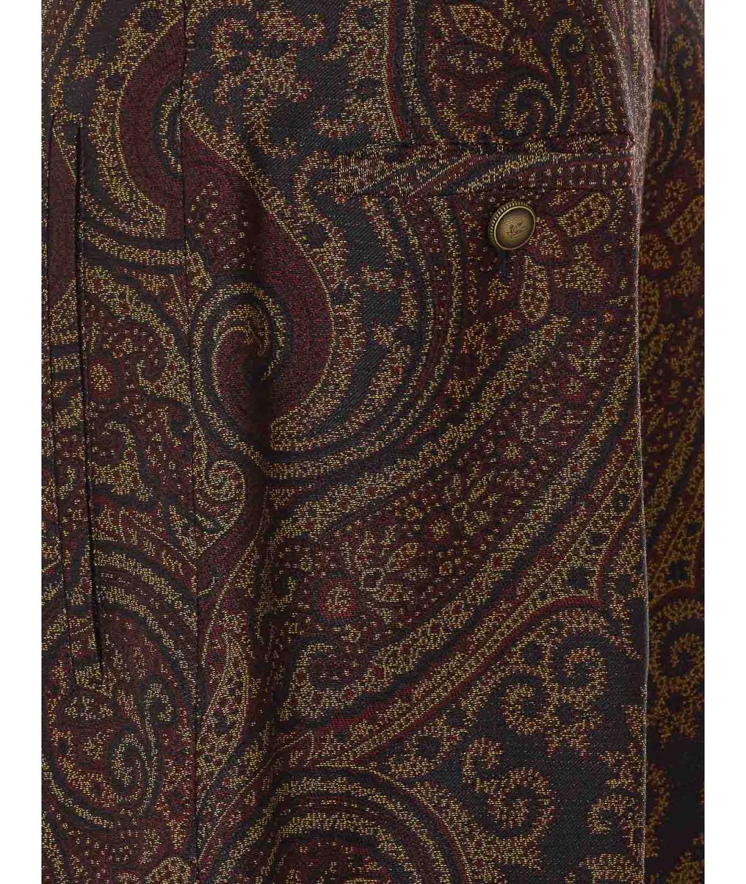ETRO Коричневые шерстяные прямые брюки, фото 3