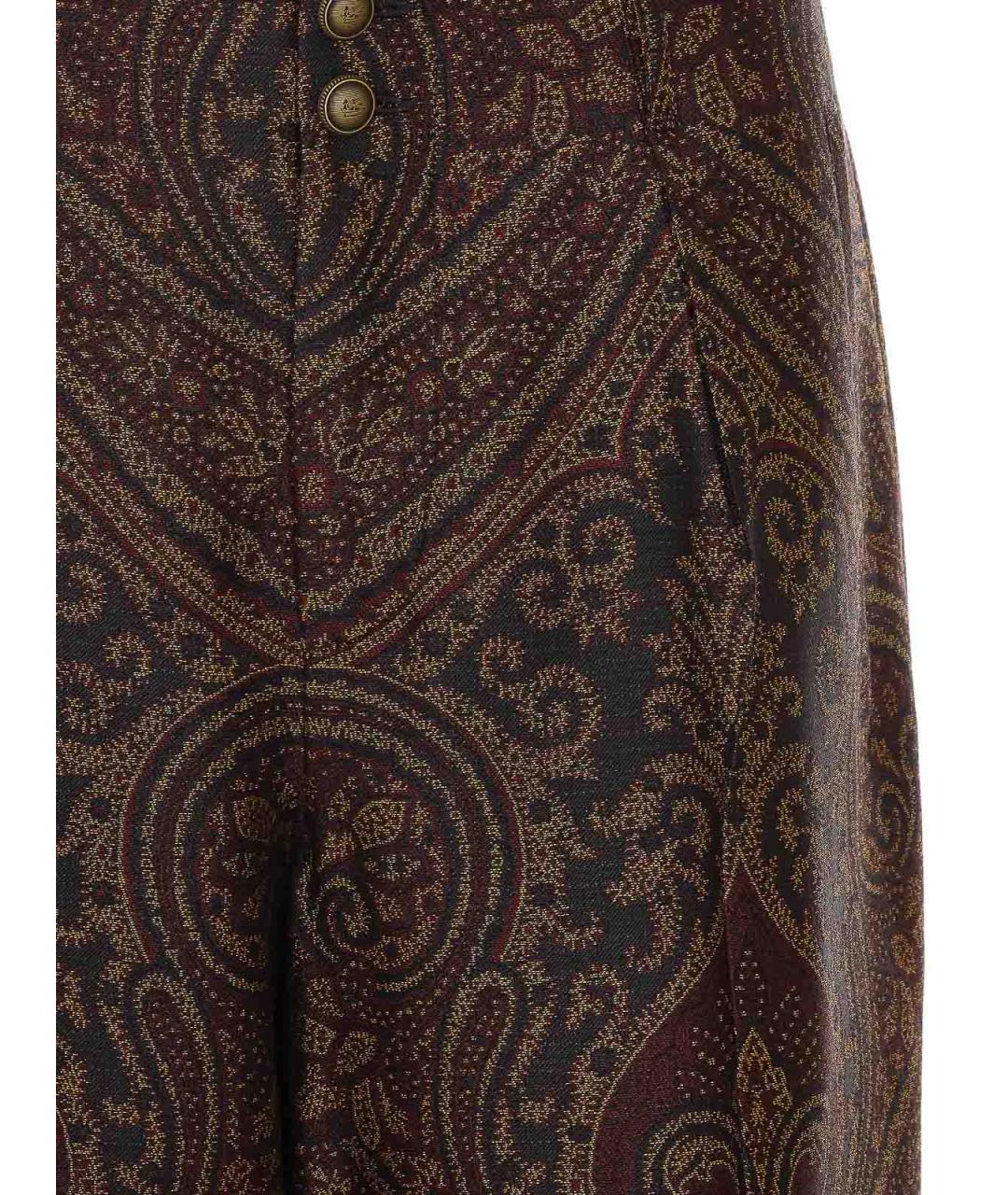 ETRO Коричневые шерстяные прямые брюки, фото 4