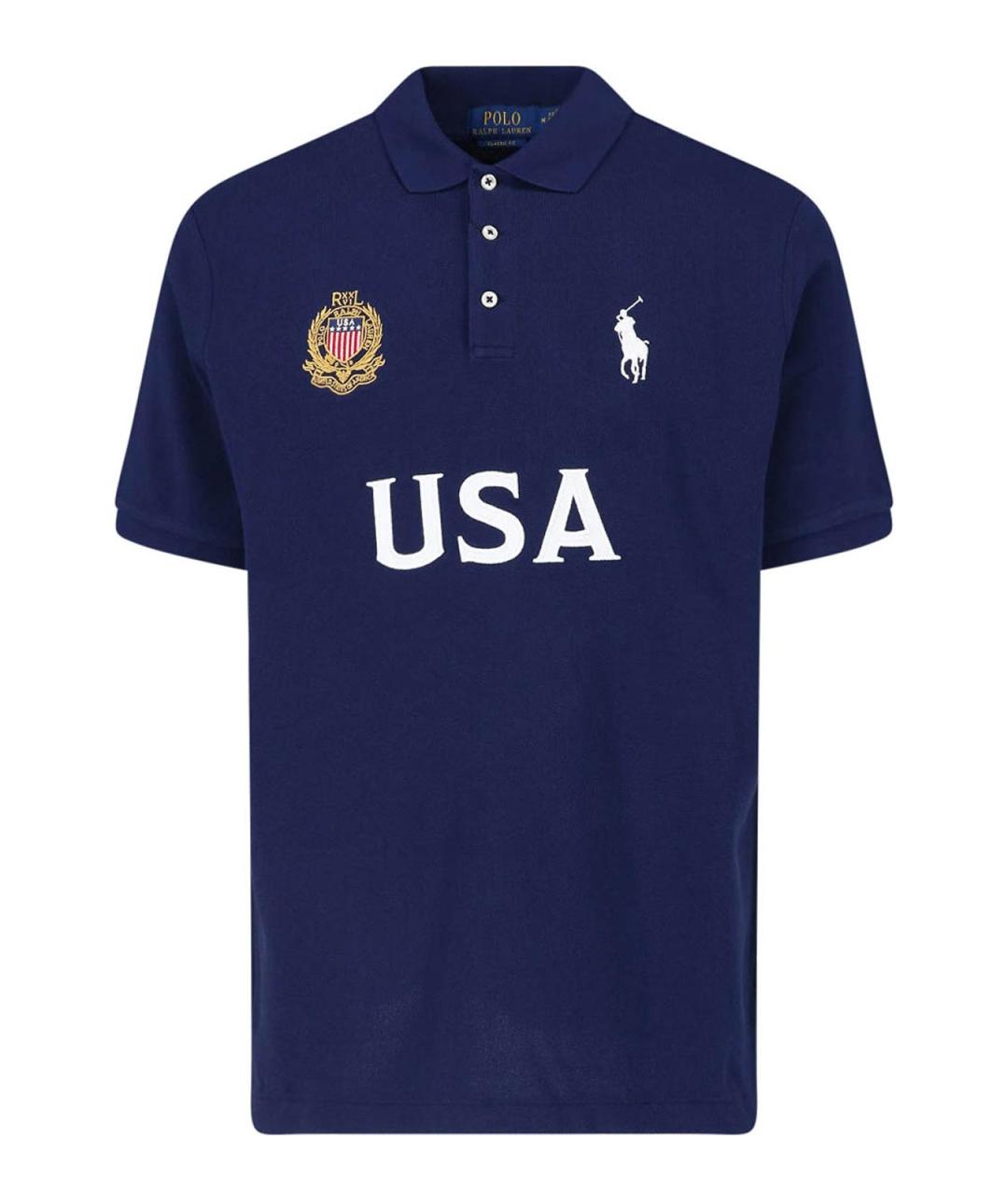 POLO RALPH LAUREN Синее хлопковое поло с коротким рукавом, фото 1