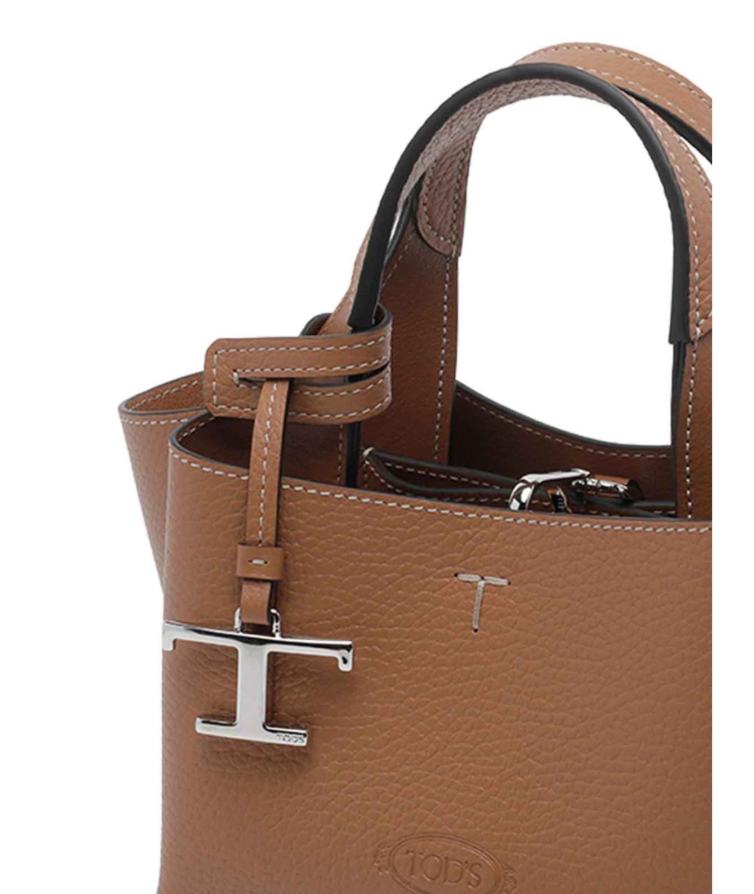 TOD'S Коричневая кожаная сумка тоут, фото 4