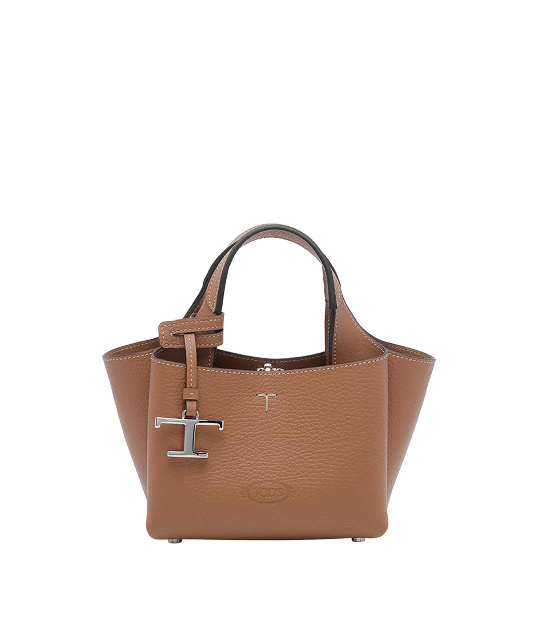 TOD'S Коричневая кожаная сумка тоут, фото 1