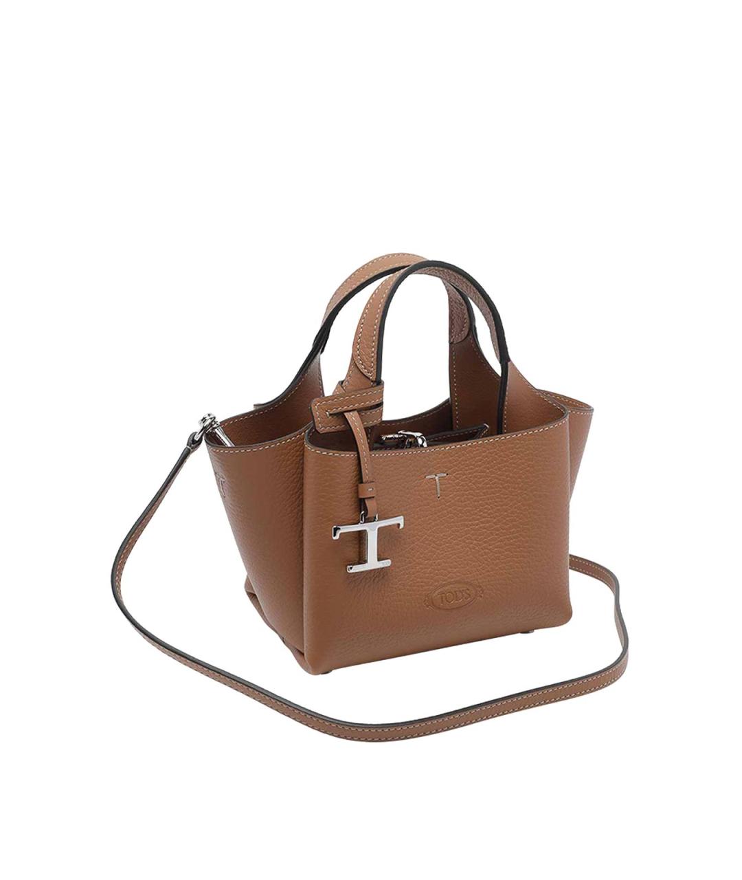 TOD'S Коричневая кожаная сумка тоут, фото 2