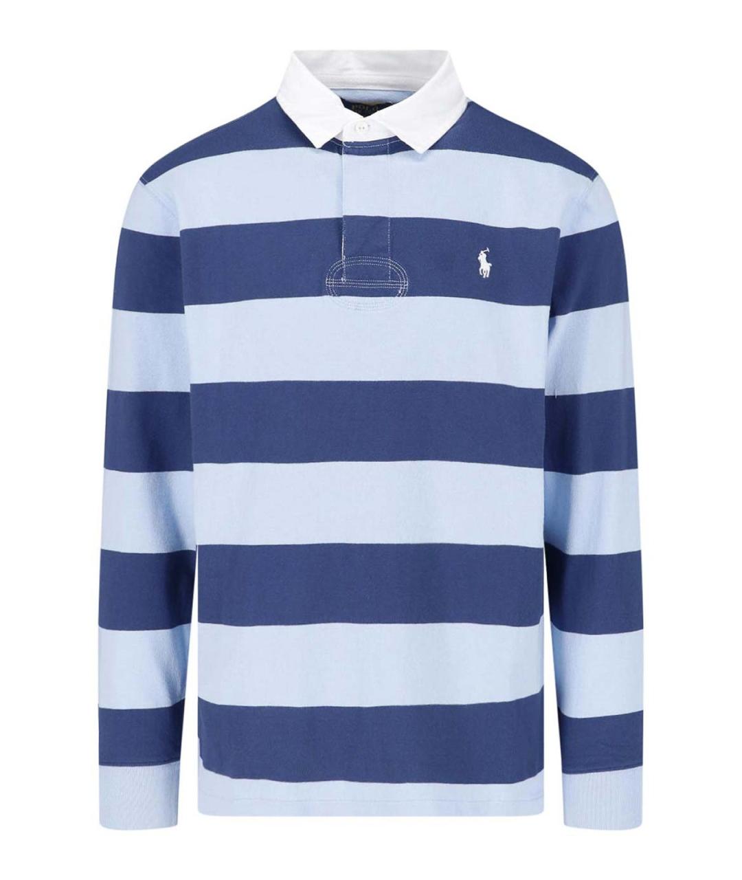 POLO RALPH LAUREN Синее хлопковое поло с длинным рукавом, фото 1