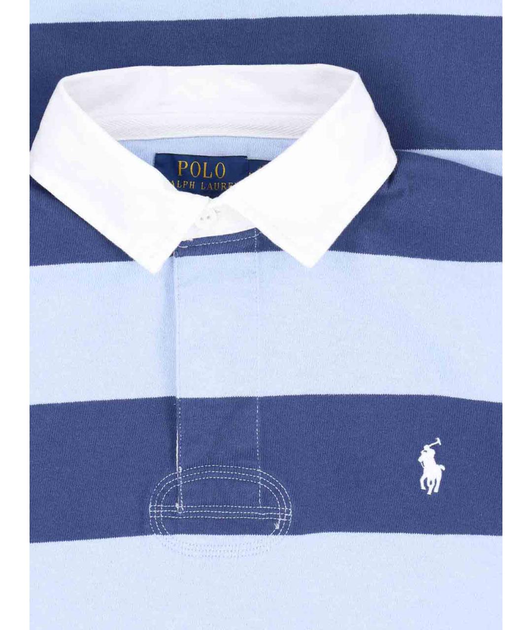 POLO RALPH LAUREN Синее хлопковое поло с длинным рукавом, фото 3