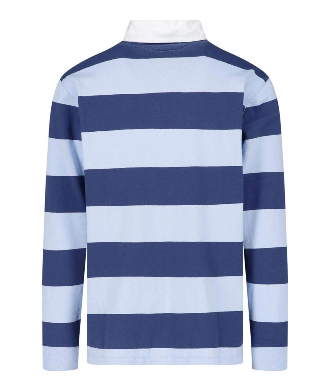 POLO RALPH LAUREN Синее хлопковое поло с длинным рукавом, фото 2