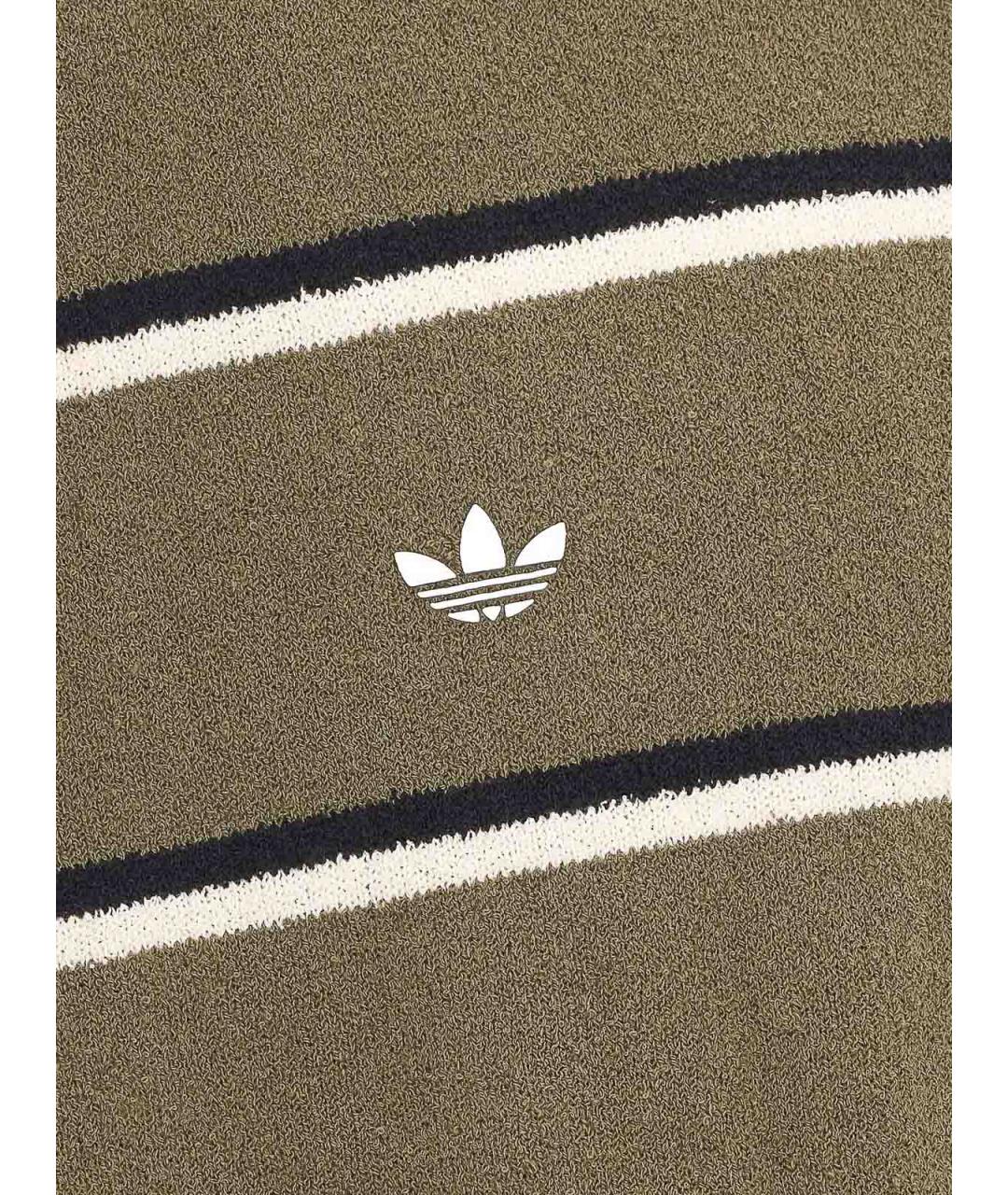 ADIDAS Зеленое хлопковое поло с длинным рукавом, фото 4