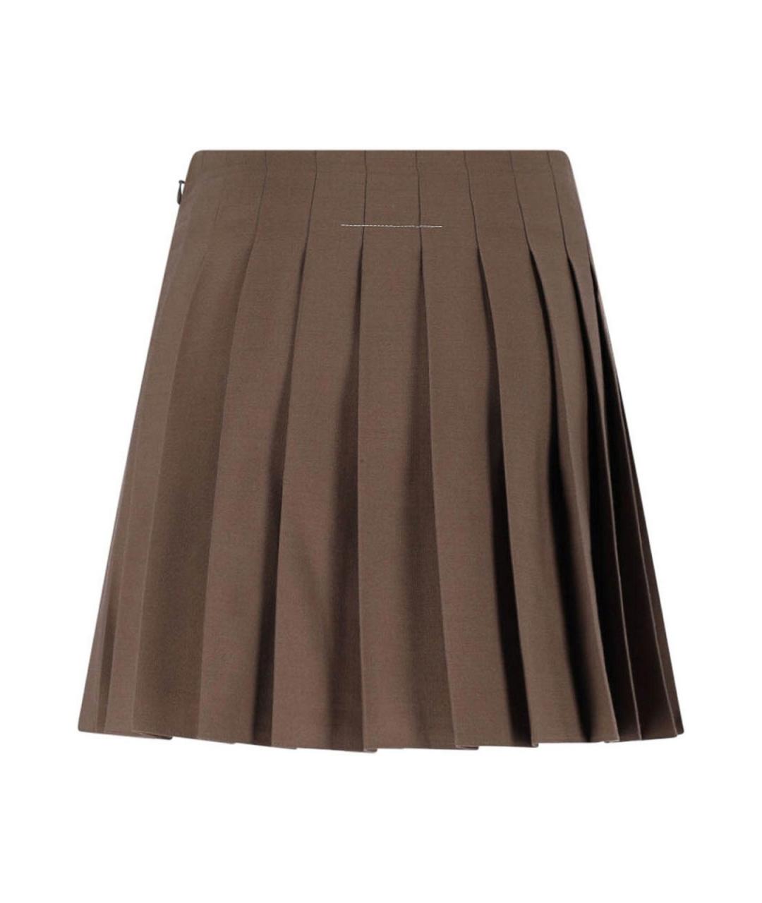 MM6 MAISON MARGIELA Коричневая шерстяная юбка мини, фото 3
