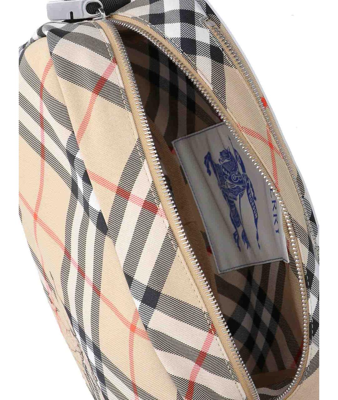 BURBERRY Бежевая тканевая сумка на плечо, фото 4