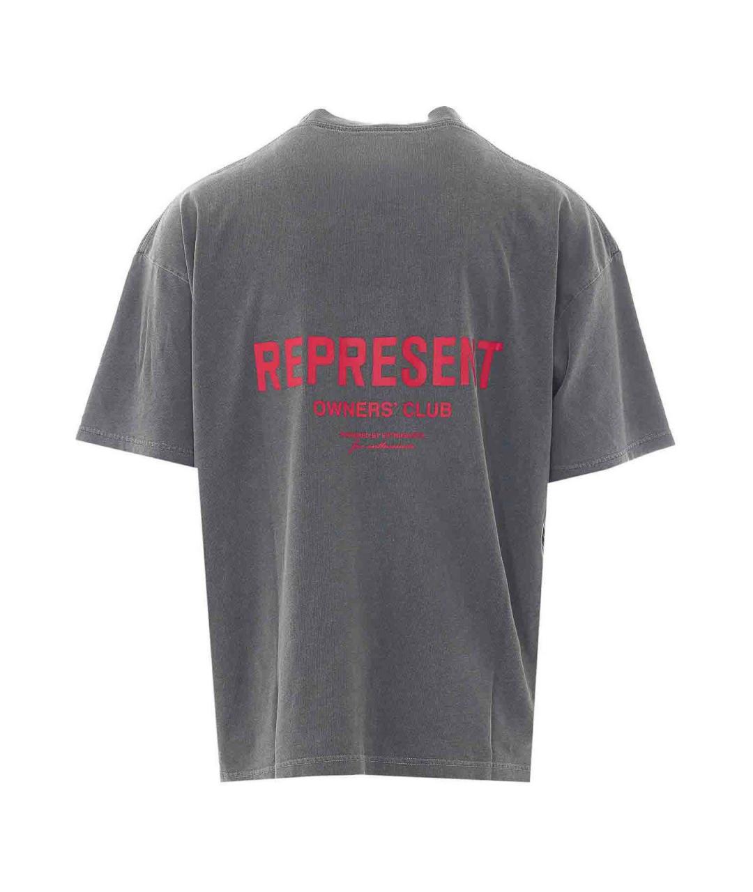 REPRESENT Серая хлопковая футболка, фото 2