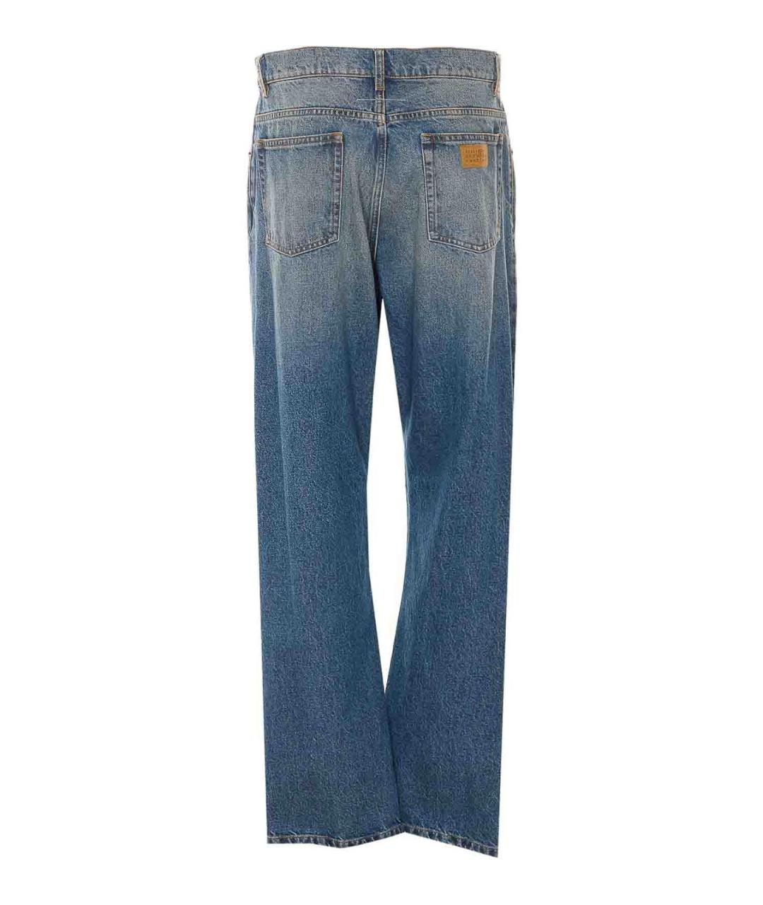 MM6 MAISON MARGIELA Синие хлопковые прямые джинсы, фото 2