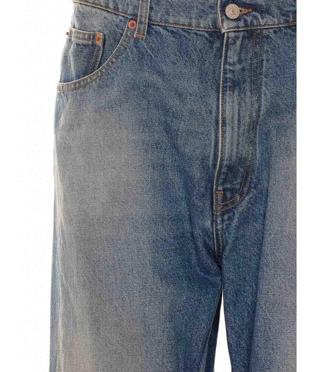 MM6 MAISON MARGIELA Синие хлопковые прямые джинсы, фото 4