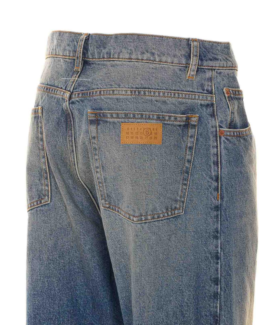 MM6 MAISON MARGIELA Синие хлопковые прямые джинсы, фото 3