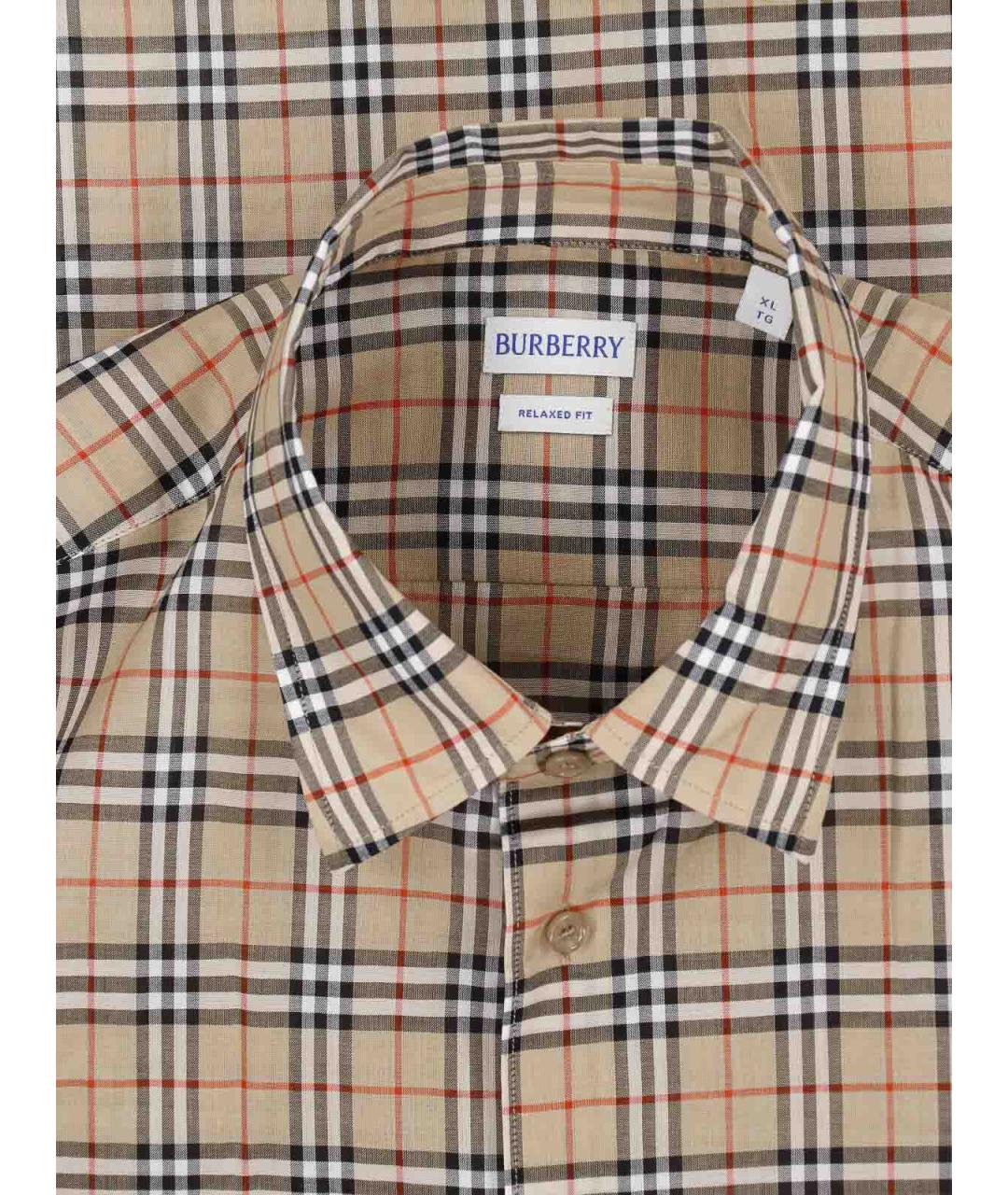 BURBERRY Бежевая хлопковая кэжуал рубашка, фото 5