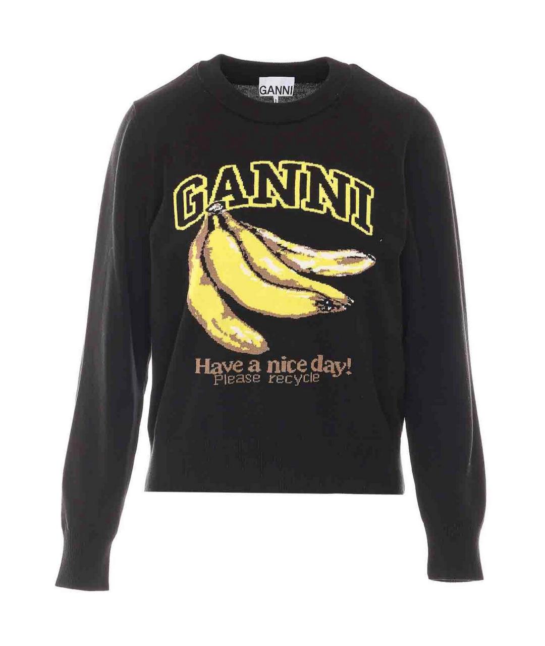 GANNI Черный хлопковый джемпер / свитер, фото 1