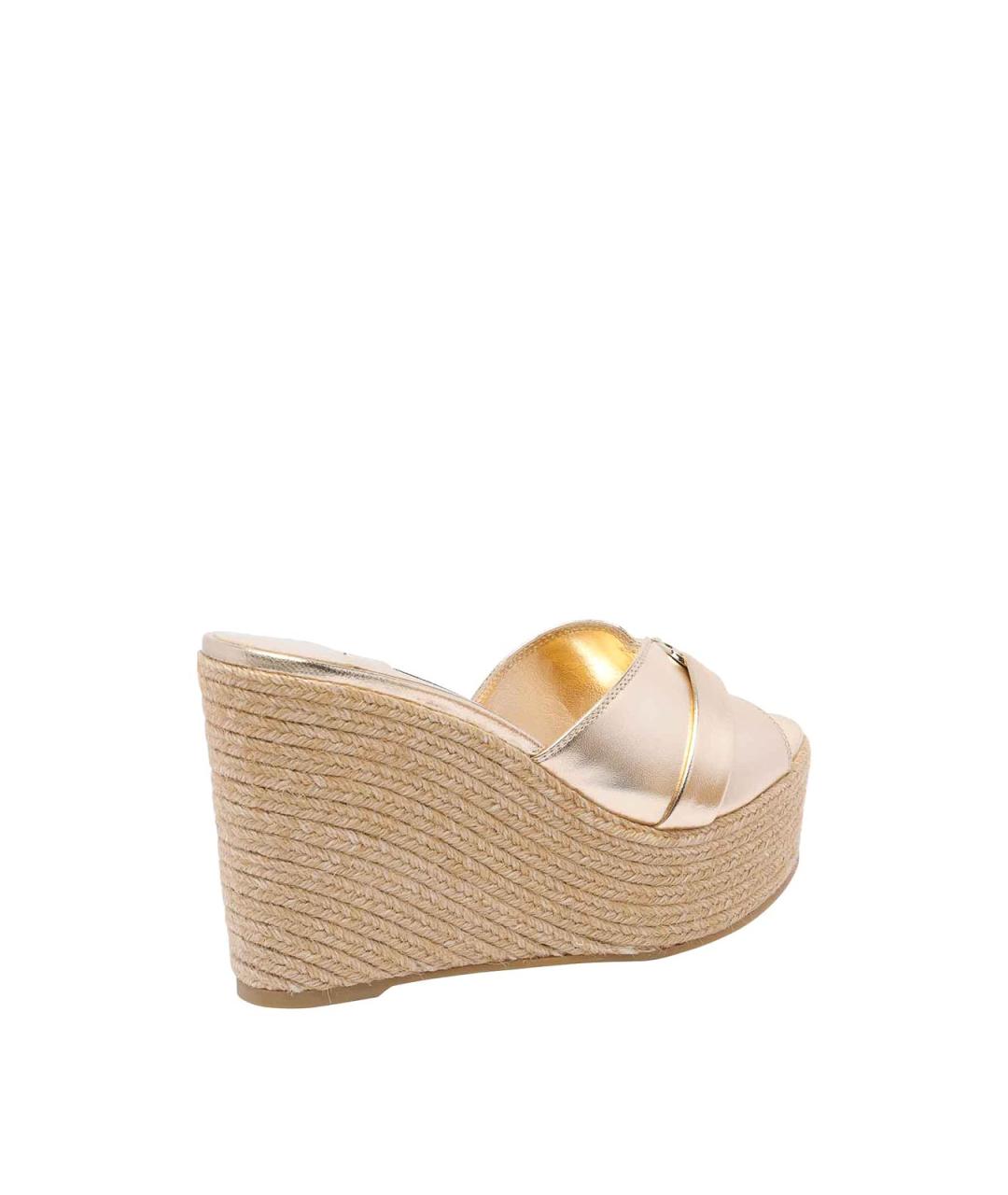 JIMMY CHOO Золотые кожаные сабо, фото 3