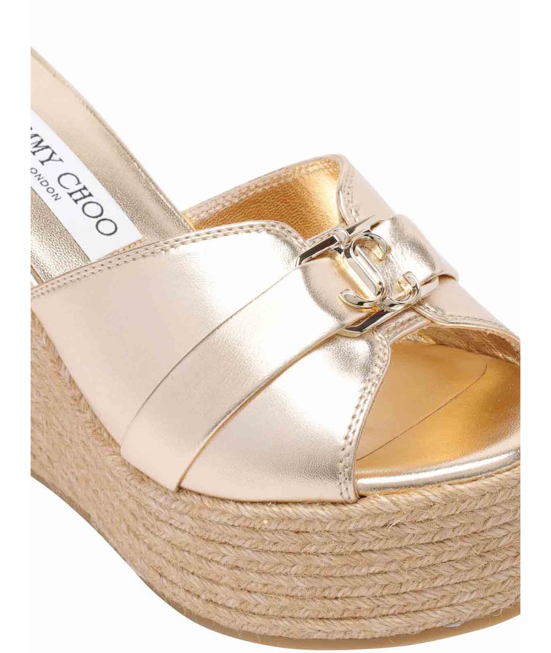 JIMMY CHOO Золотые кожаные сабо, фото 4