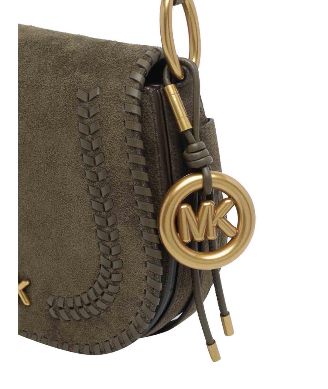 MICHAEL MICHAEL KORS Зеленая замшевая сумка через плечо, фото 4
