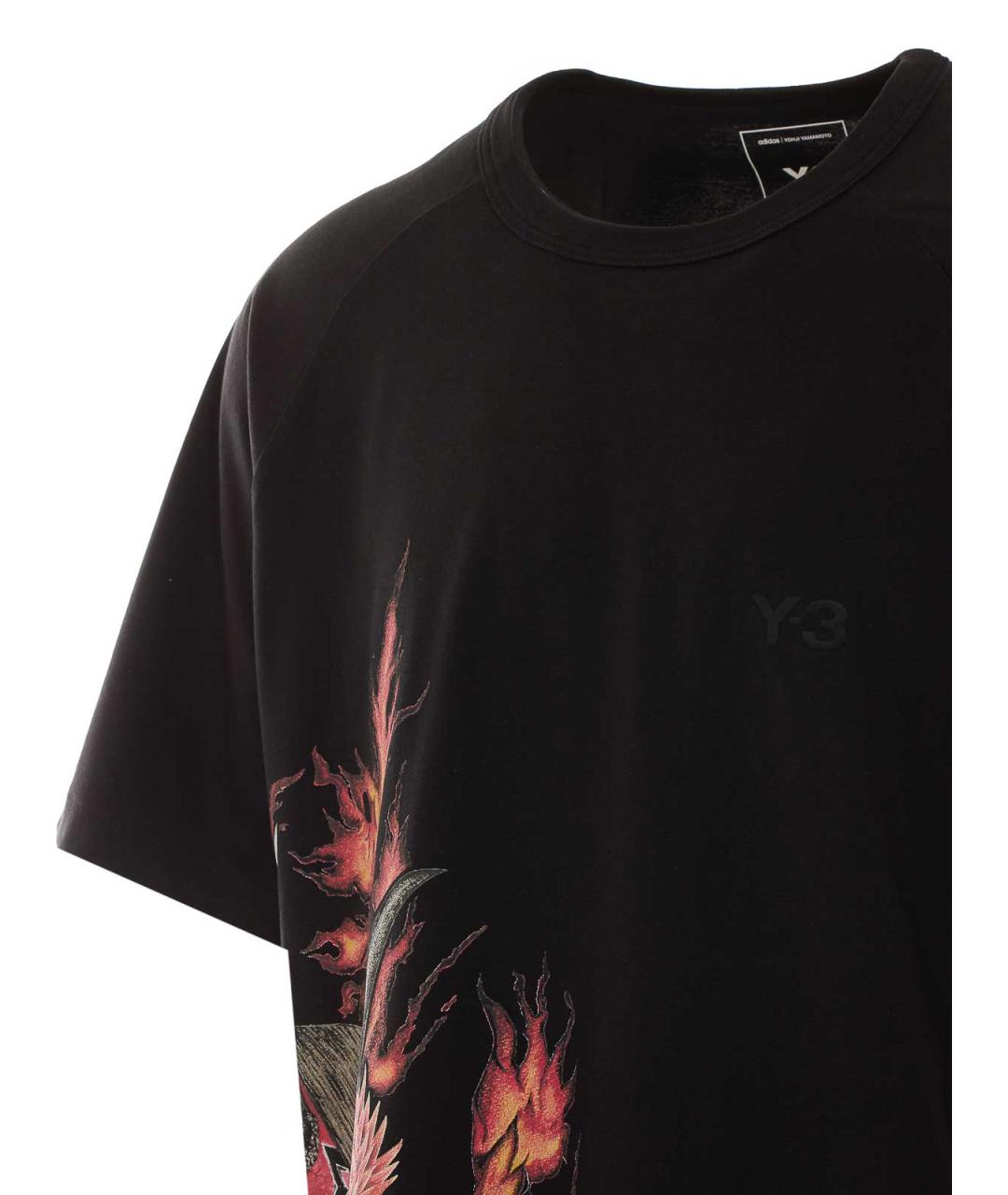 Y-3 Черная хлопковая футболка, фото 3