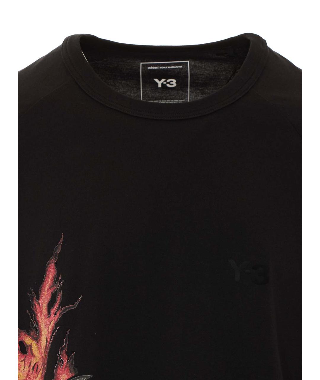 Y-3 Черная хлопковая футболка, фото 4