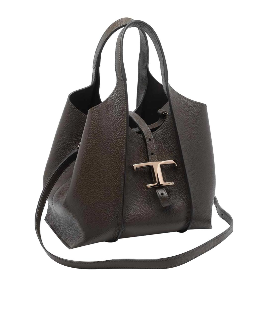TOD'S Коричневая кожаная сумка тоут, фото 2