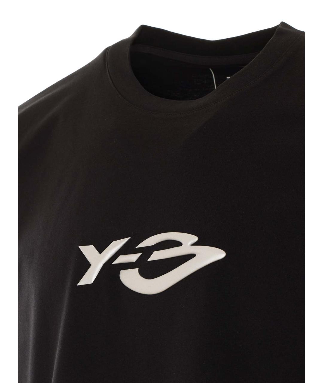 Y-3 Черная хлопковая футболка, фото 3