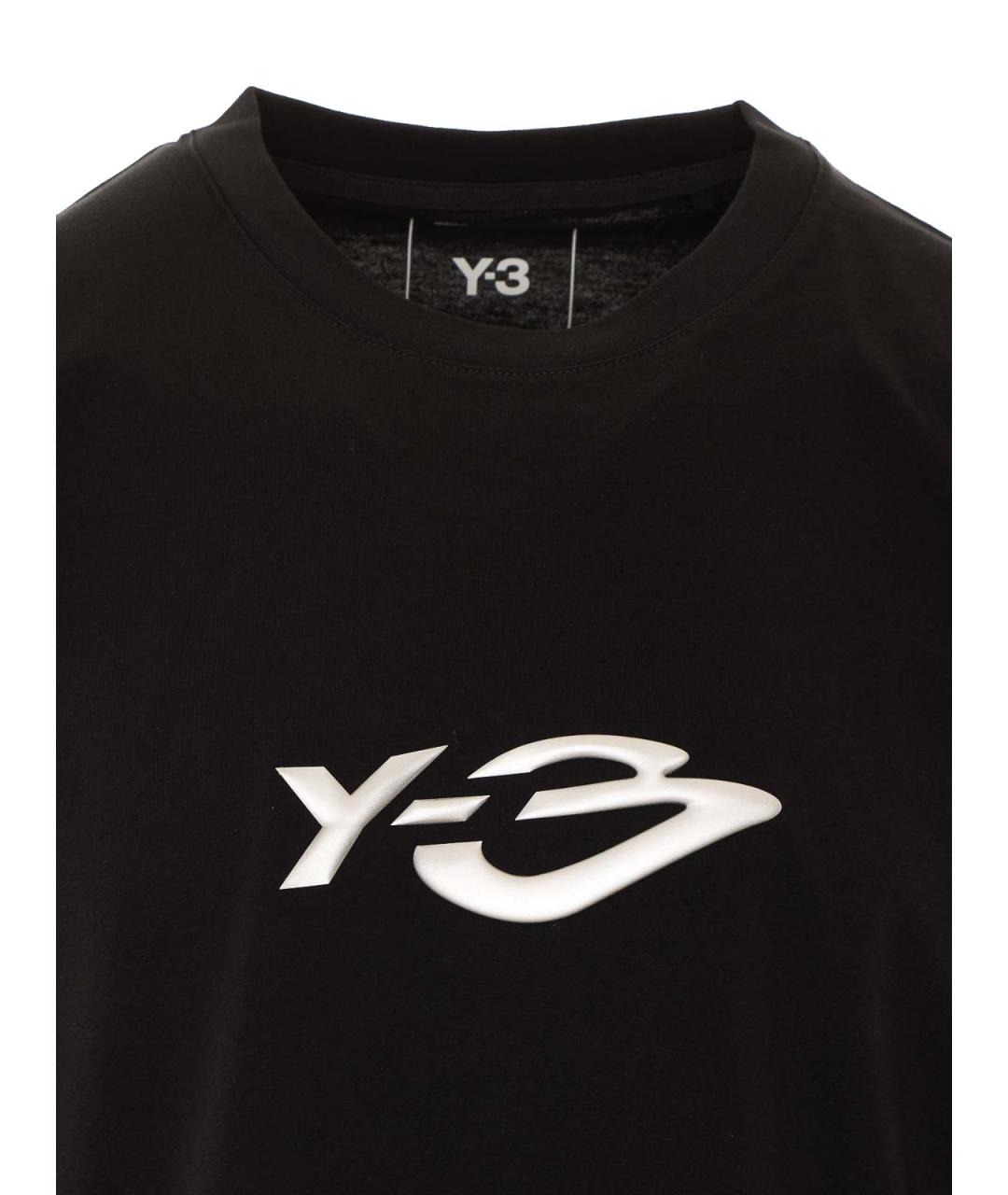 Y-3 Черная хлопковая футболка, фото 4