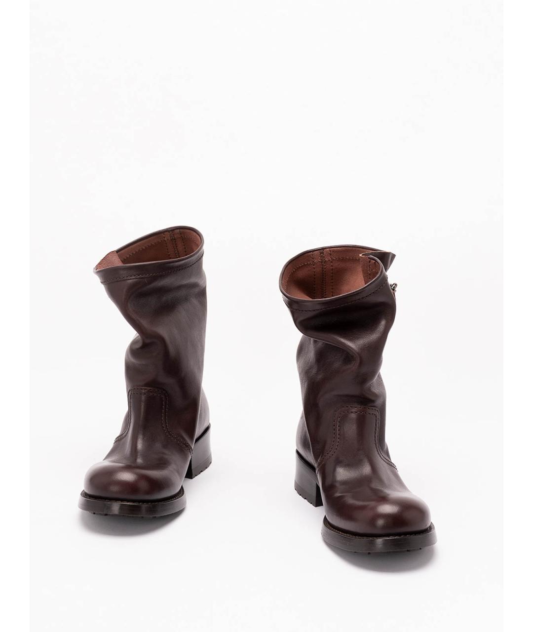 PRADA Бордовые кожаные сапоги, фото 2