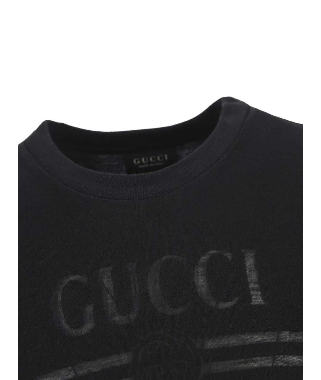 GUCCI Черная хлопковая футболка, фото 4