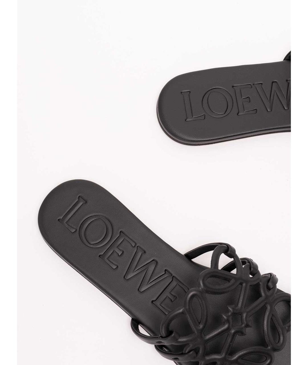 LOEWE Черные кожаные сандалии, фото 6
