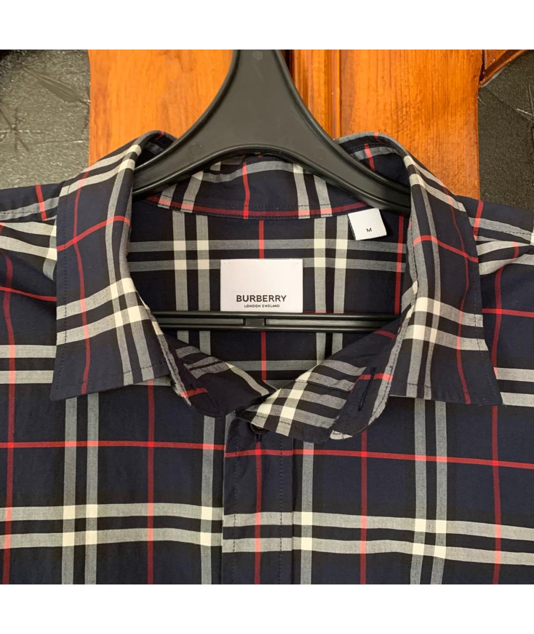 BURBERRY Темно-синяя хлопковая кэжуал рубашка, фото 3