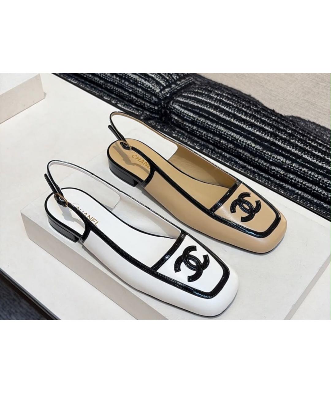 CHANEL Бежевые кожаные балетки, фото 3