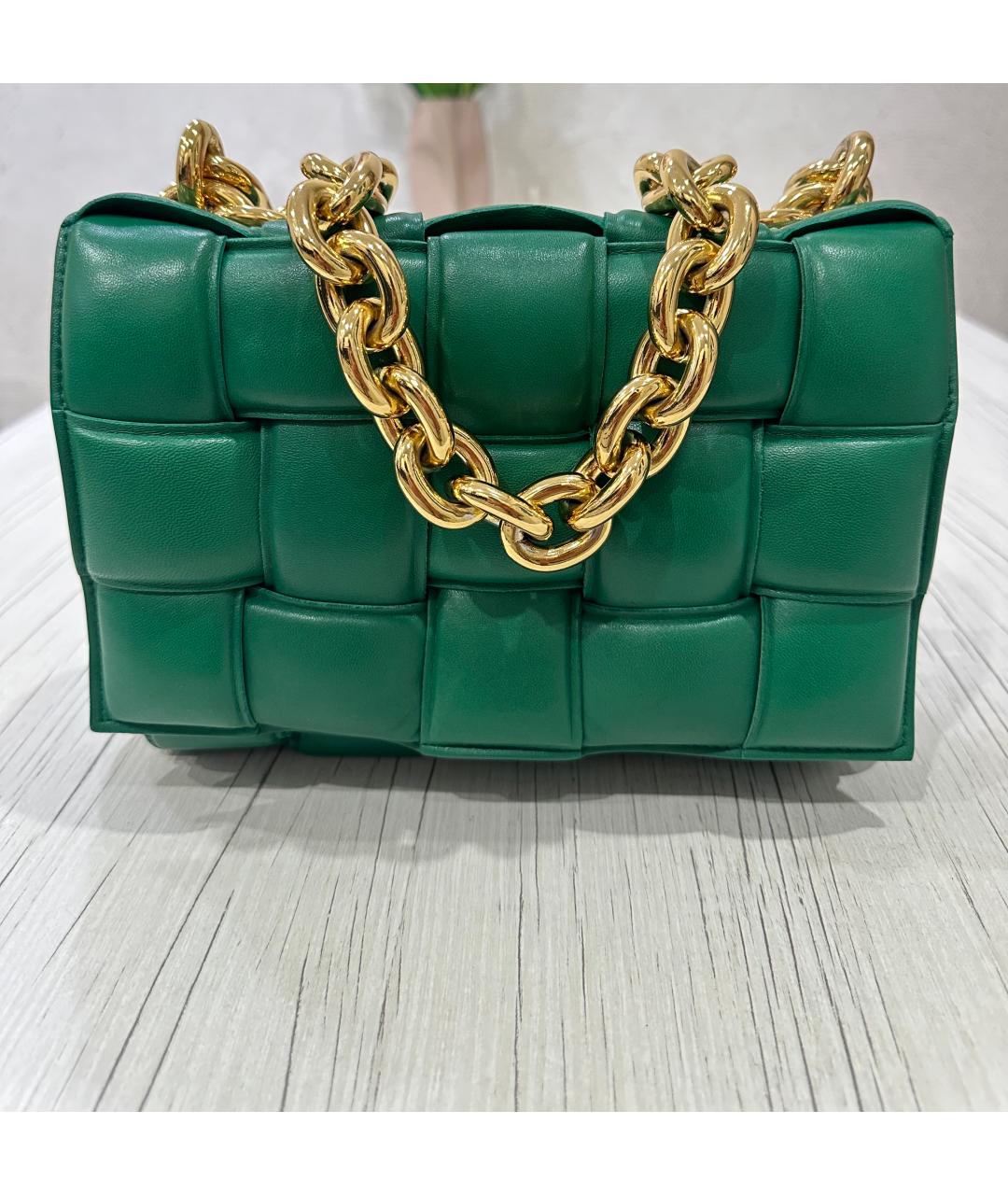 BOTTEGA VENETA Зеленая кожаная сумка через плечо, фото 3