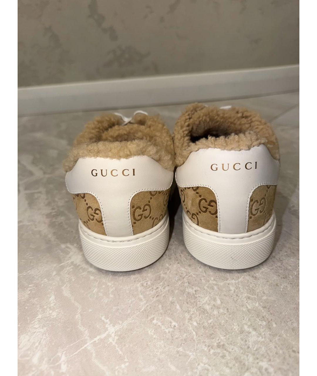 GUCCI Бежевые замшевые кеды, фото 4