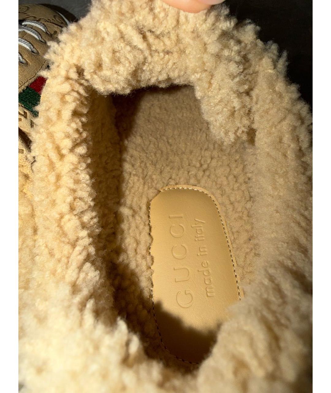 GUCCI Бежевые замшевые кеды, фото 3